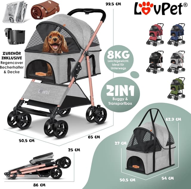 Thumbnail 5 de Lovpet Hundewagen 2in1 bis 20kg 🐾