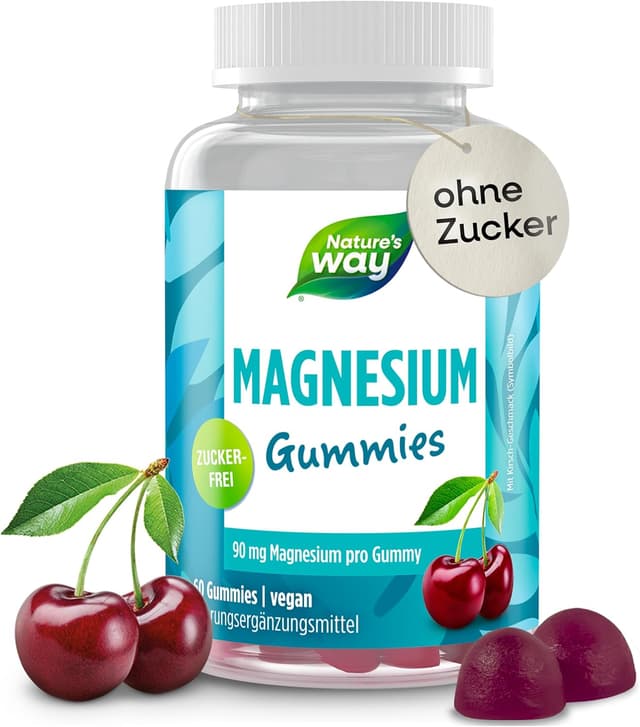 Detalle de Zuckerfreie Magnesium Gummies hochdosiert mit 180 mg Magnesiumcitrat & Vitamin B6 (vegan) – 60 Stück, ab 7 Jahren
