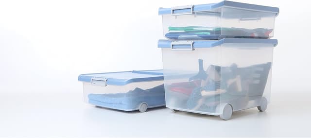 Detalle de TATAY Boîte de rangement avec couvercle 14 L Classic (27 x 39 x 19 cm) bleue, empilable et multiusage