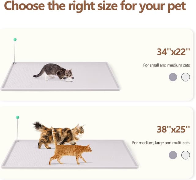 Thumbnail 6 de Bartuke große Katzenstreu-Matte mit Spielzeug-Ball (34" x 22") – Silikon-Streu-Fangmatte zur Streukontrolle