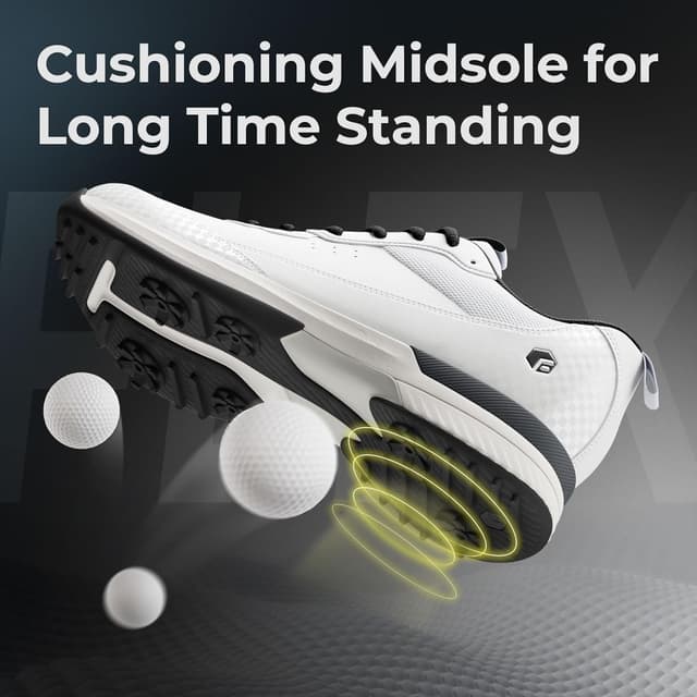 Detalle de FitVille Men’s Extra Wide Spiked Golf Shoes for Wide Feet, Non-Slip Outdoor Trainers