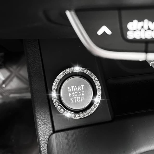 Thumbnail 6 de 6 Pack Bling Crystal Rhinestone Ring Emblem Stickers for Car Start/Stop Buttons (Zinc Alloy, 1.5in)