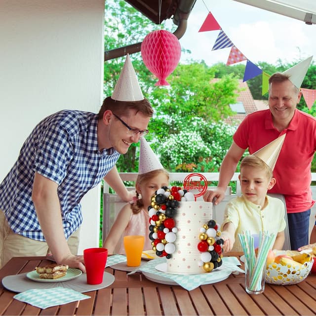 Detalle de NACHLYNN 80 Tortendeko-Kugeln (Schwarz, Rot, Weiß, Gold) – Mini-Ballon-/Cake-Balls für Kuchen & Desserts