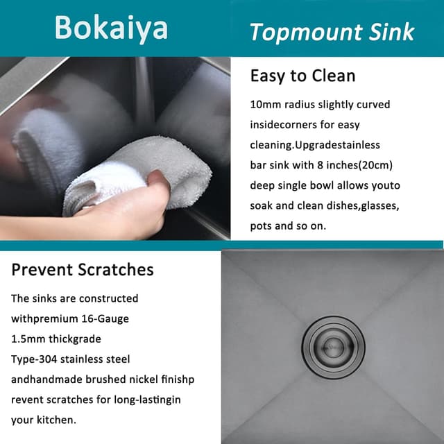 Thumbnail 4 de Bokaiya fregadero de acero inoxidable empotrado en forma de X