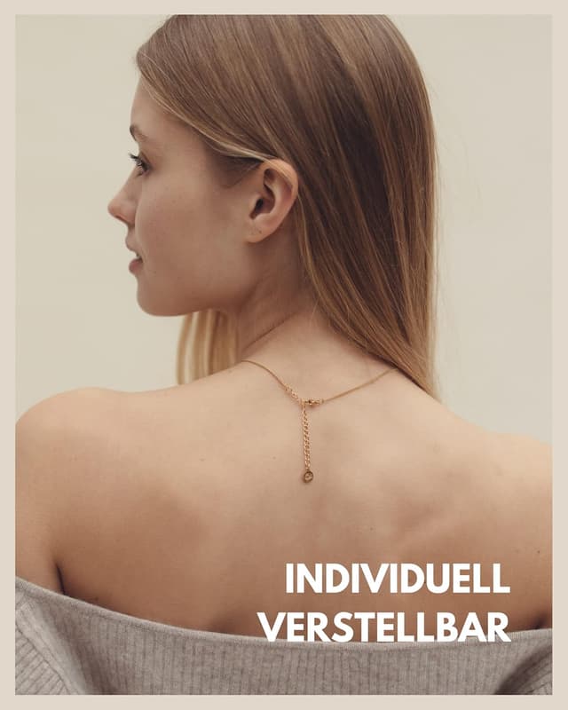 Detalle 2 de GD GOOD.designs Kette mit Buchstaben Gold 18 Karat – wasserfeste Initialen-Halskette mit A–Z Anhänger