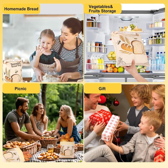 Thumbnail 6 de Nedsewor 2 Pack Beeswax Bread Bags 17x13in