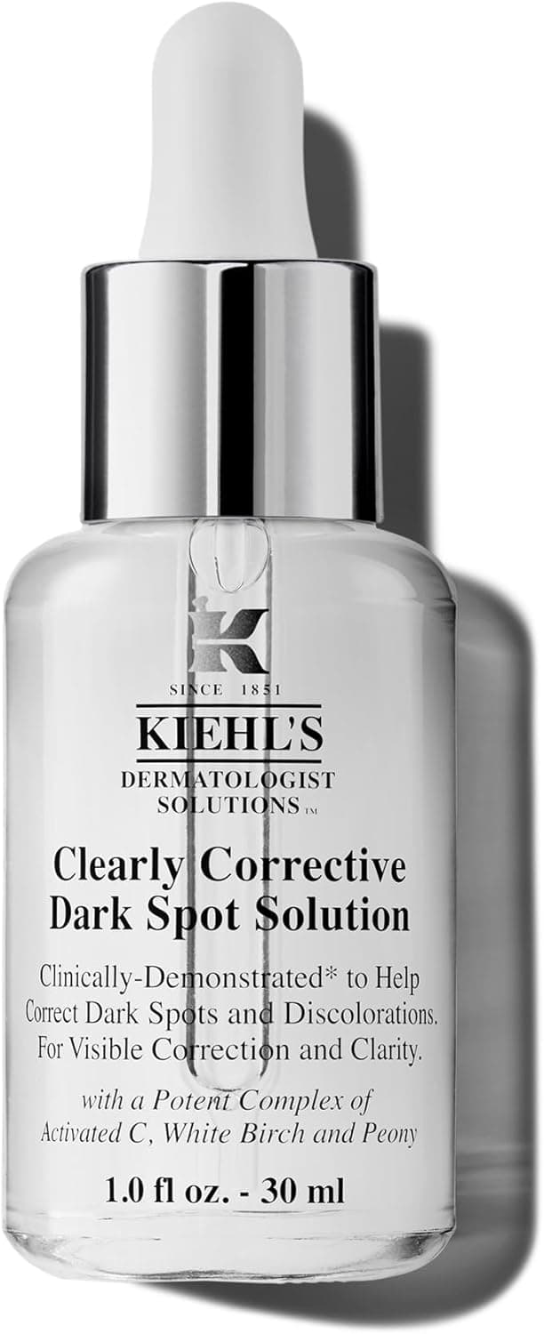 Detalle de Kiehl’s Clearly Corrective Dark Spot Solution – siero viso illuminante per macchie scure e discromie, con vitamina C attiva e acido salicilico tamponato, 30 ml