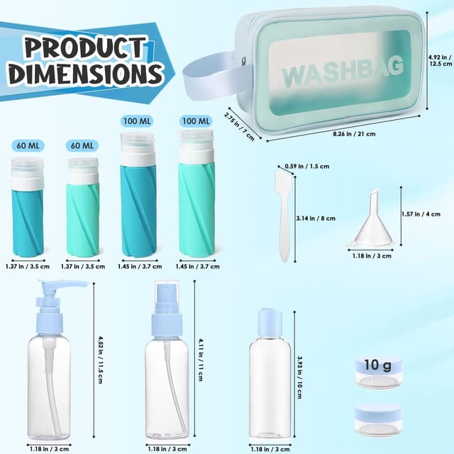 Thumbnail 2 de 14 Pack 100ml Silicone Travel Bottles Set