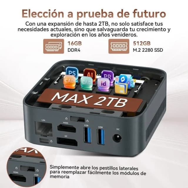 Detalle 2 de Blackview H80 mini PC con AMD Ryzen 5 3500U, 16GB RAM y 512GB SSD (Radeon Vega 8)