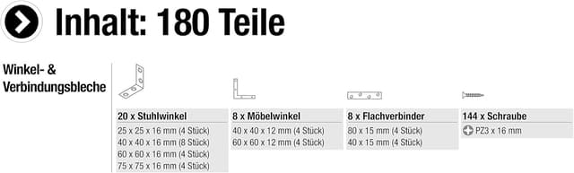 Thumbnail 1 de Meister 300510 Lot de 180 équerres et plaques, acier galvanisé