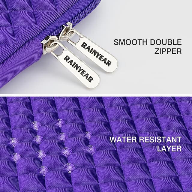 Detalle 2 de RAINYEAR 15.6-inch laptop sleeve with diamond foam padding and fluffy lining (Purple)