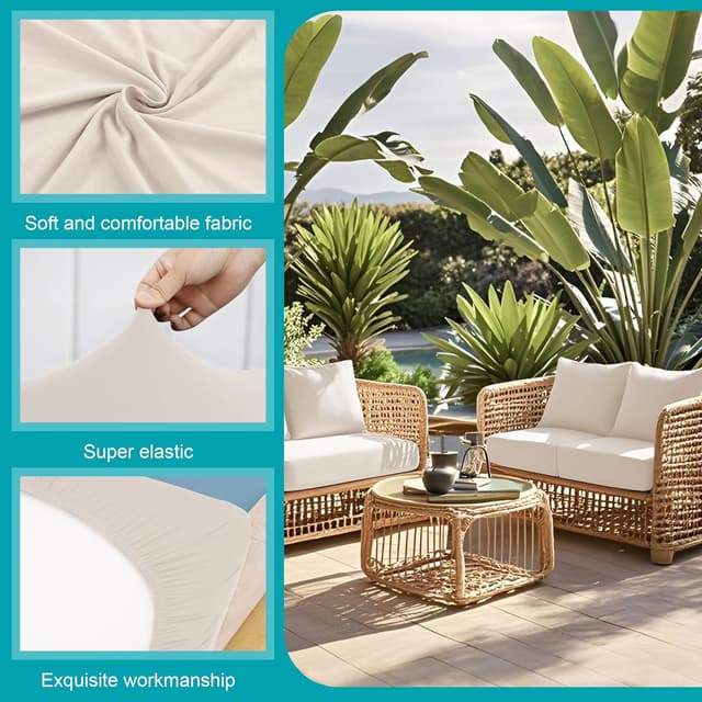 Detalle de BIETYONE 12-Piece Stretch Patio Cushion Covers
