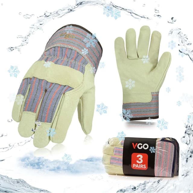 Thumbnail 6 de Vgo... Cowhide Gardening Gloves thornproof work gloves with strong grip (1 pair)