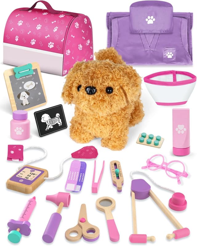 Imagen de Doctors Set for Kids Wooden Vet Kit 21pc en OfertitasTOP