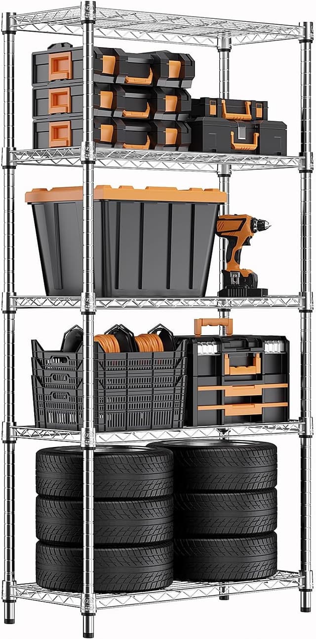 Detalle de M MZG utility shelving unit 5 tiers