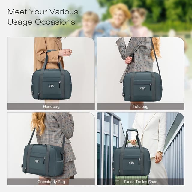 Detalle de SPAHER foldable travel duffel bag for Ryanair underseat cabin bags, grey (approx. 40 x 30 x 20 cm, 25L)