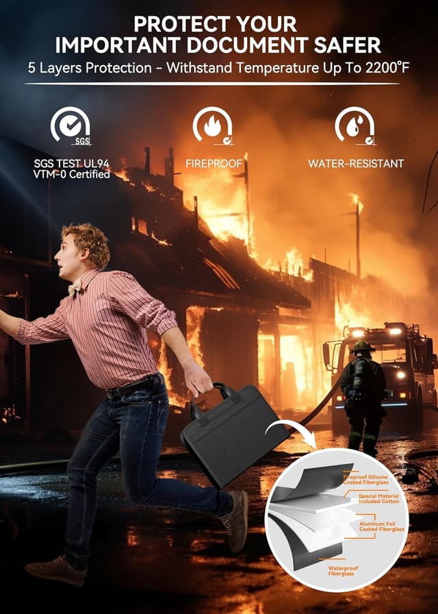 Detalle de ABC life Important Document Organiser Wallet with 13 pockets, fireproof expanding A4 file folder