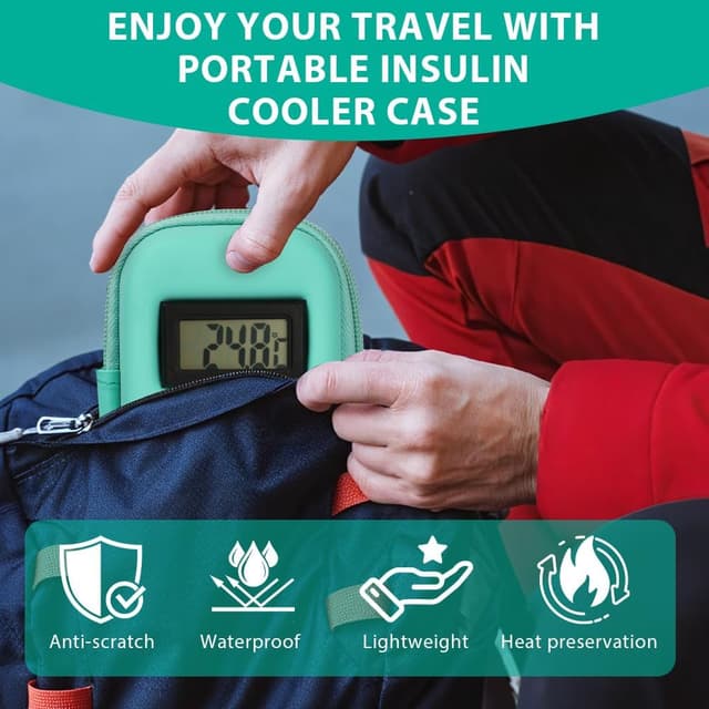 Detalle de Fefod sac isotherme pour diabétique avec affichage de température et 2 blocs de glace