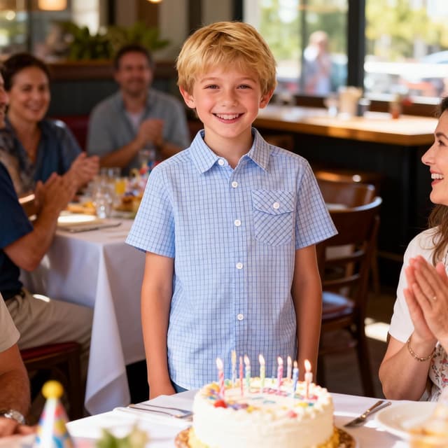 Detalle de Bienzoe Boys Checked Shirt for Son – Kids short sleeve button-up for school and occasions