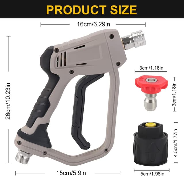 Detalle de Yuirshion High Pressure Washer Gun with 5 Nozzle Tips (up to 4350 PSI) for Car Cleaning