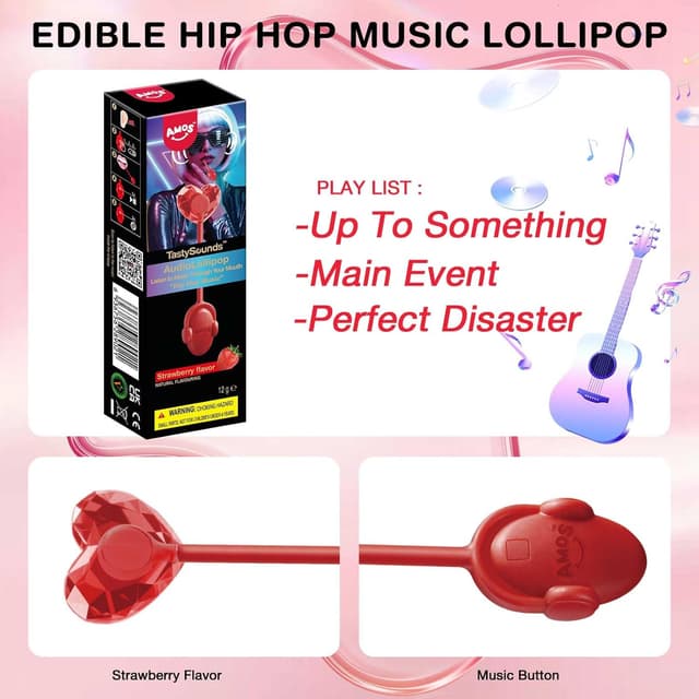 Thumbnail 5 de AMOS Lutscher Audio Lollies Erdbeere 1er-Pack đźŤ