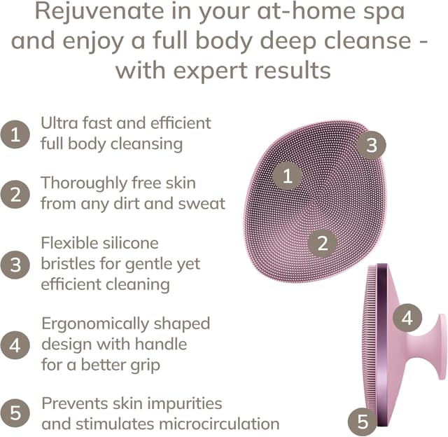 Detalle de GESKE Body Brush 4 in 1 con setole in silicone e anello metallico: spazzola detergente per tutto il corpo