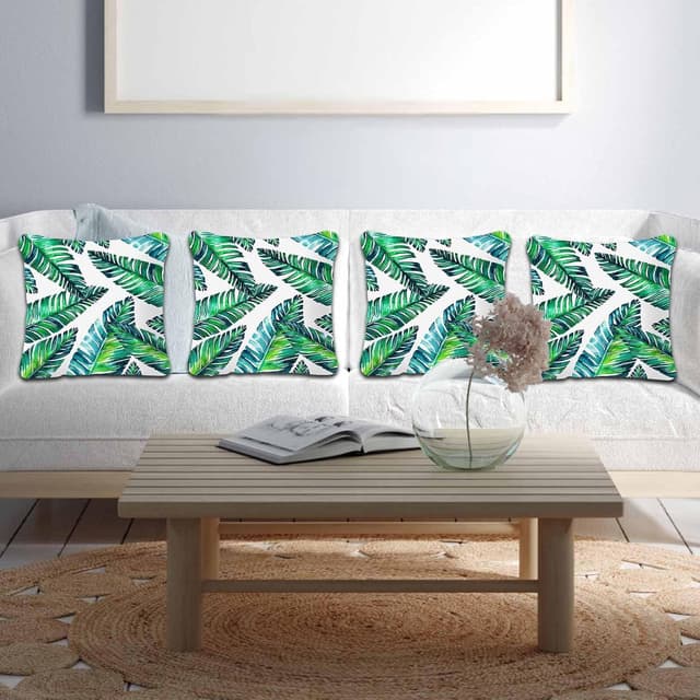 Detalle de Betadistor Tropical Green Leaves Cushion Covers (Pack of 4) 45 x 45cm with Invisible Zipper