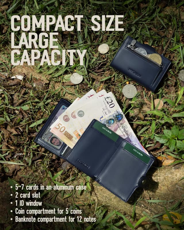 Detalle 1 de MYSHION Mens Wallet with RFID, 11 cards