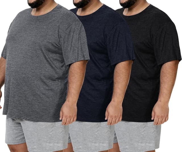 Detalle de BOOJO 3-Pack Men’s Big and Tall Short-Sleeve Quick Dry Moisture-Wicking T-Shirts (3XL–5XL)