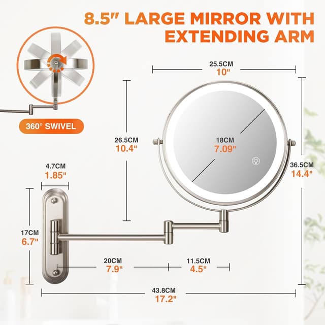 Detalle 2 de VORREMIRR 15x 8" Rechargeable Magnifying Mirror 🪞