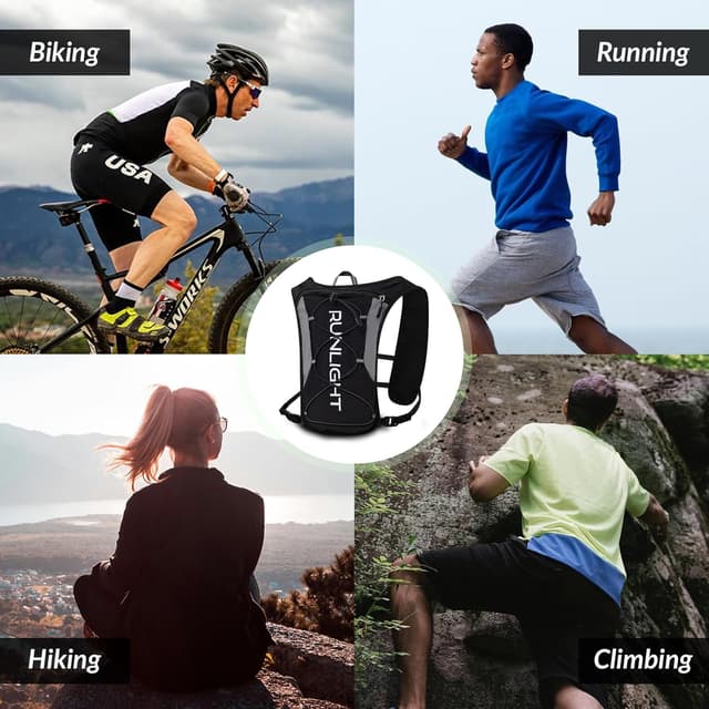 Thumbnail 6 de Runlight Laufrucksack Laufweste mit verstellbaren Brustgurten und 1.500-ml-Wasserflasche (unisex)