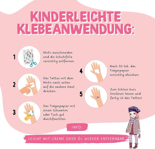 Detalle 2 de Papierdrachen Metallic-Tattoos für Kinder 100