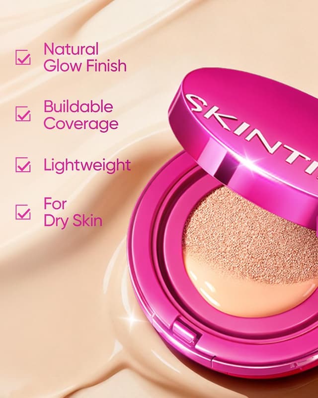 Detalle 2 de SKINTIFIC Cover Glow Perfect Cushion Foundation #02 Ivory — natural radiant cushion foundation for dry & combination skin