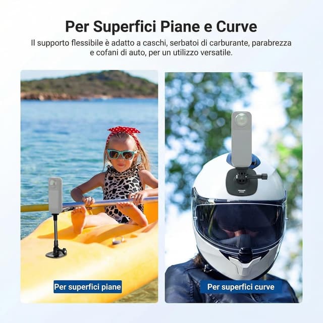 Detalle 2 de NEEWER Supporto per casco flessibile con asta di estensione AC060: montaggio POV con adattatore adesivo