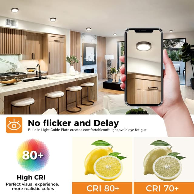 Detalle 2 de slochi 12CM Mini Bathroom Light (IP44) – 3 colour temperature LED flush ceiling lamp, 8W