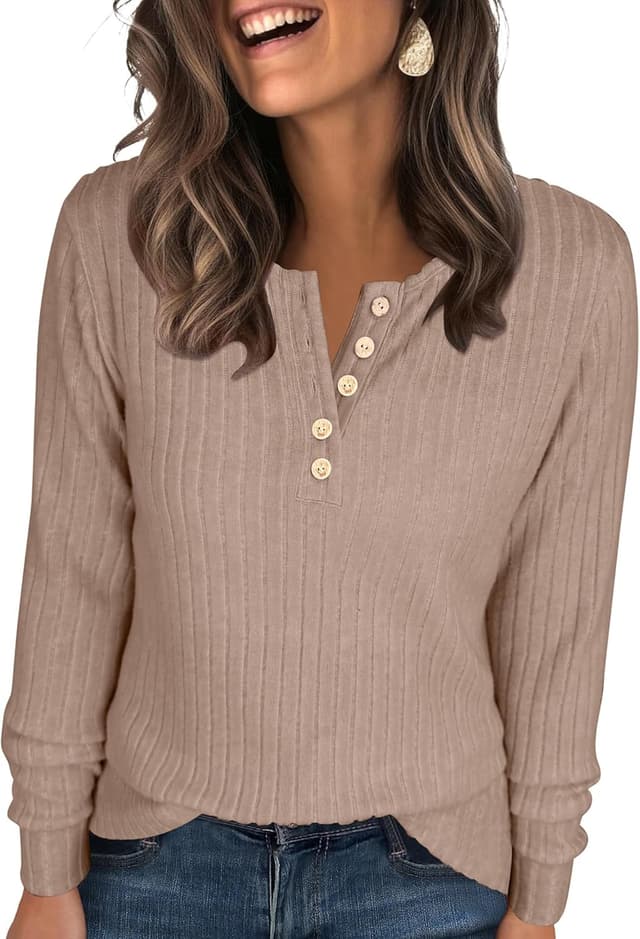 Thumbnail 6 de ANRABESS Womens Henley Tunic Top long sleeve