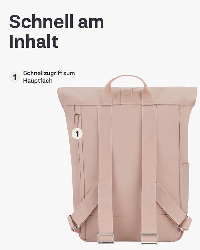 Detalle de Johnny Urban Rolltop Rucksack Robin Small (12 Zoll Laptopfach) – kleiner Tagesrucksack für Uni, City & Business