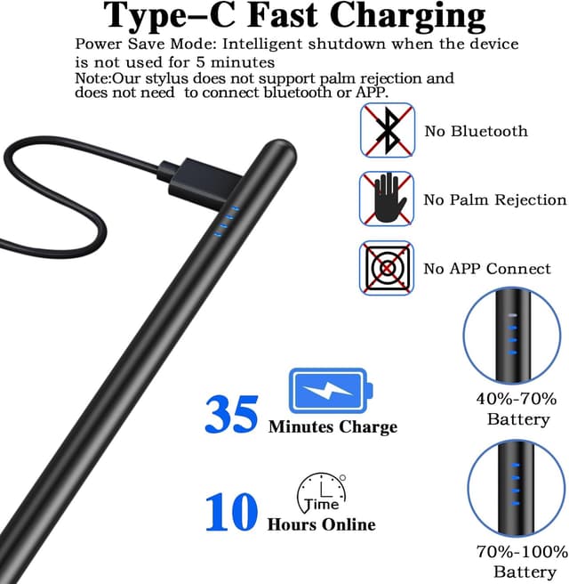 Thumbnail 2 de Type-C Rechargeable Stylus Pen for Android 10h