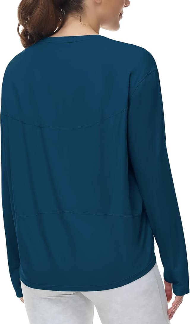 Detalle 1 de THE GYM PEOPLE Women’s long sleeve workout shirts with thumb holes and loose back hem