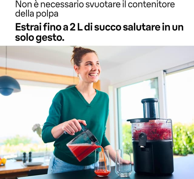 Detalle de Braun MultiJuice 5 SJ5000 spremiagrumi centrifuga con tecnologia ColdXtract, contenitore 1,5 L e sistema antigoccia