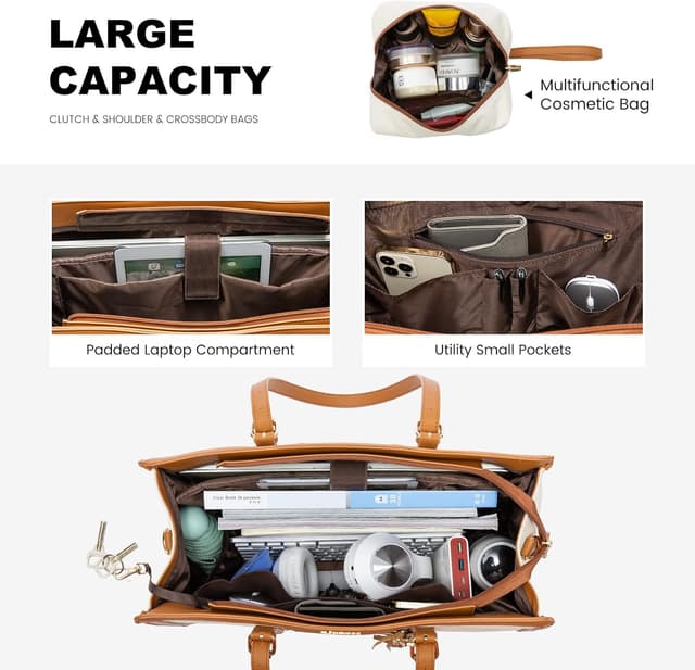 Detalle de LOVEVOOK Laptop Tote Bag 15.6 inch Beige