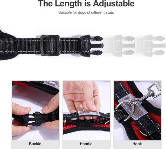 Detalle 1 de Dog harness no pull mesh vest XS red