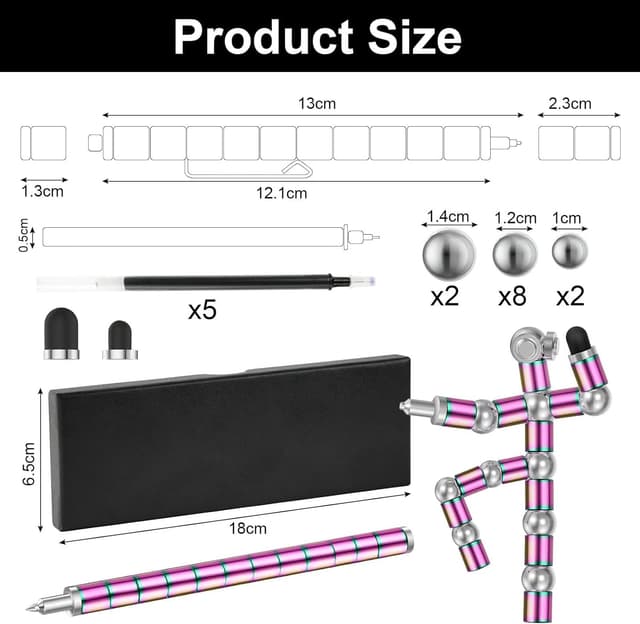Detalle 2 de OSDUE Stylo magnétique multicolore 13 anneaux 🖊