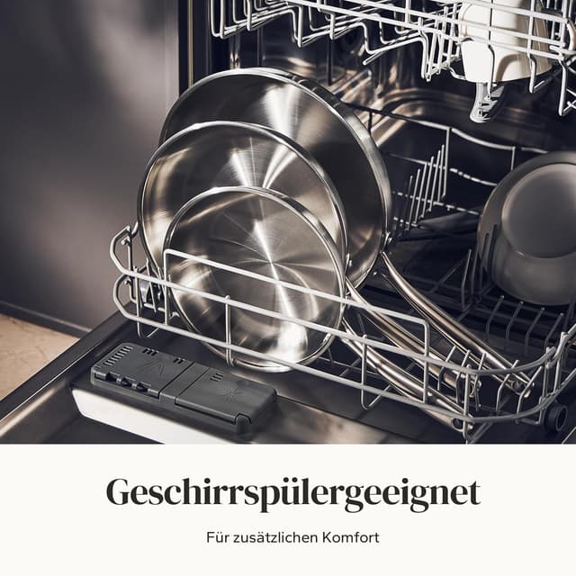 Detalle de Redchef Pfannenset Induktion Set (3-teilig) aus Edelstahl, unbeschichtet – für alle Herdarten, backofenfest