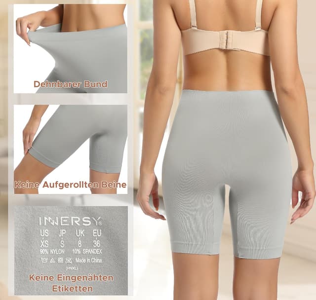 Detalle de INNERSY Radlerhose Damen kurze Unterziehhose im 3er Pack gegen Scheuern unter Kleid & Rock