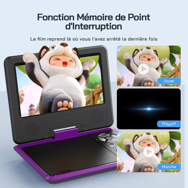 Thumbnail 5 de WOLFANG 9,5" Lecteur DVD Portable 6 heures