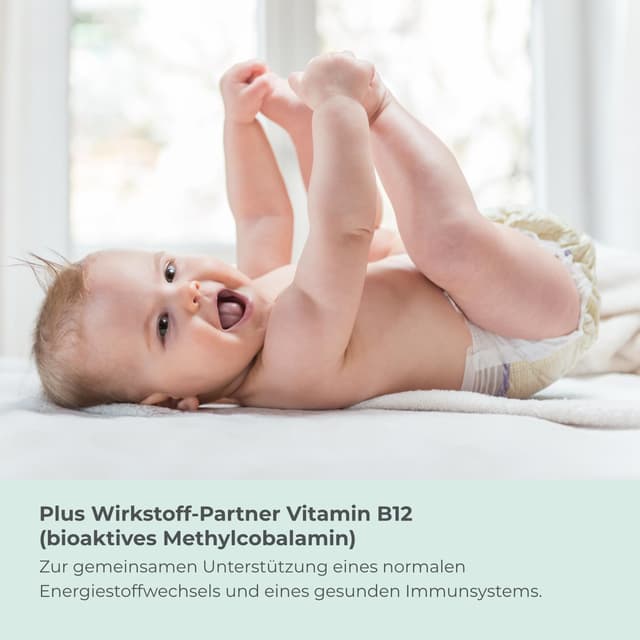 Detalle de Folsäure-Tabletten (800 μg Folat + 25 μg Vitamin B12) mit 5-MTHF – 180 vegane Tabletten im 6-Monatsvorrat