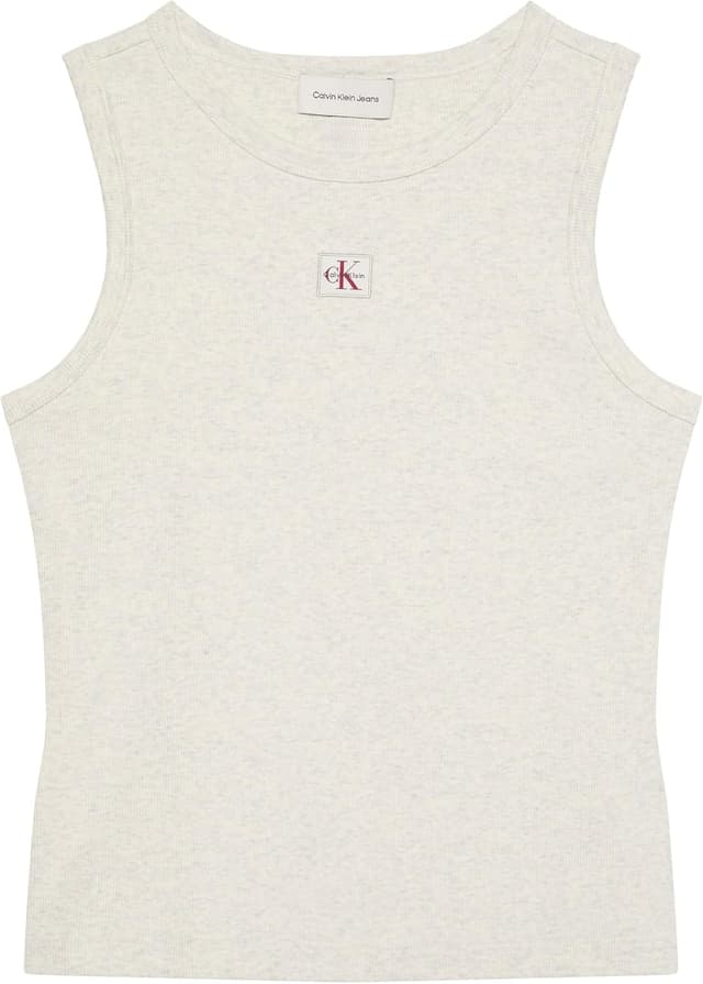 Detalle de Calvin Klein Donna Canotta Woven Label Rib con Logo