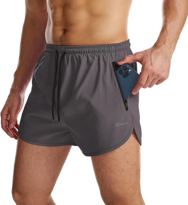 Detalle de Suwangi Uomo Pantaloncini da Running 2 in 1 traspiranti a asciugatura rapida