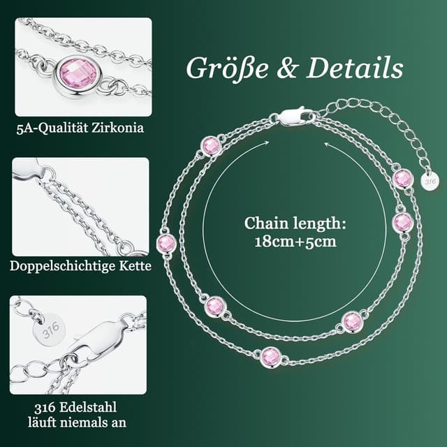 Detalle de LOUISA SECRET Pferdeaugen-Armband Damen aus 925 Sterling Silber mit Zirkonia, verstellbar